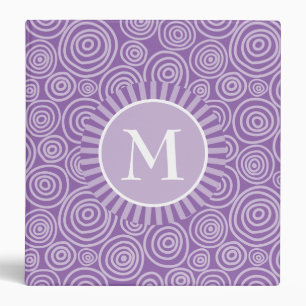 Classeur Monogramme Purple Spirales Blanches - Personnalisé
