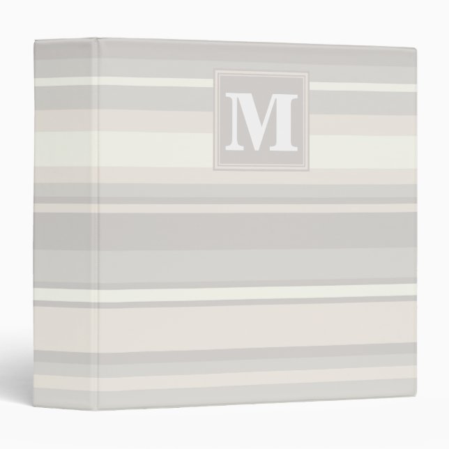Classeur Monogramme rayures beiges (Devant/Côté)