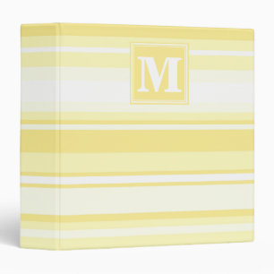 Classeur Monogramme rayures jaunes citron