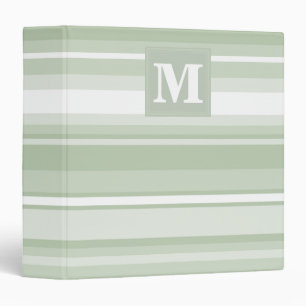 Classeur Monogramme rayures vert pâle
