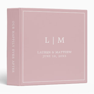 Classeur Monogramme rose clair simple Mariage élégant