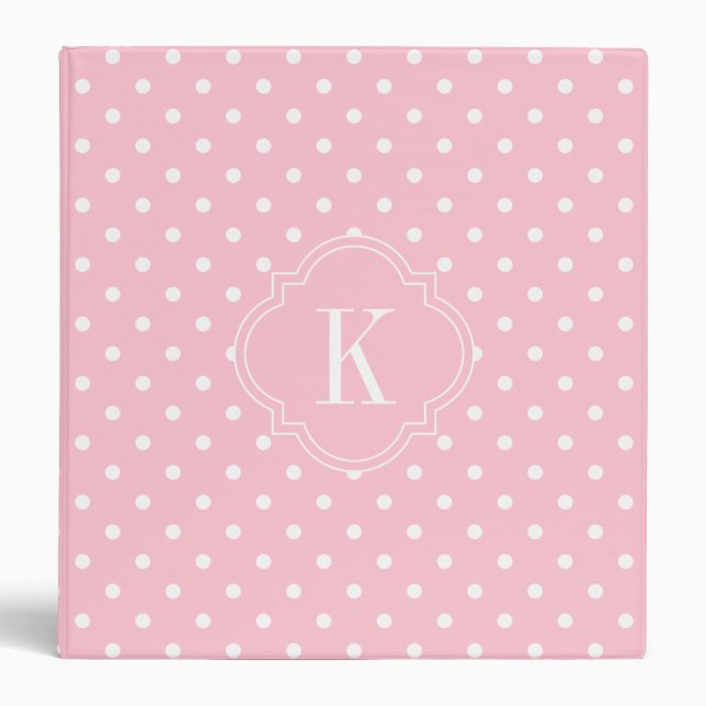 Classeur Monogramme rose de pois (Devant)