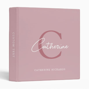 Classeur Monogramme rose Dusty Minimaliste Classique