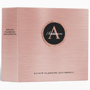 Classeur Monogramme Rose Gold Black Estate Planning Documen