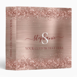 Classeur Monogramme Rose Gold Faux-Parties scintillant Girl