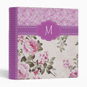 Classeur Monogramme rose minable de lilas chic et élégant,