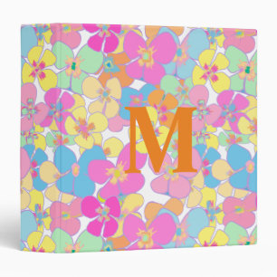 Classeur Monogramme rose néon rétro