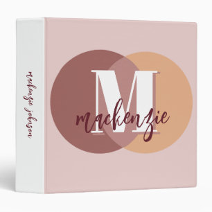 Classeur Monogramme rose pâle minimaliste moderne féminine