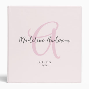 Classeur Monogramme rose rose rose moderne minimaliste fémi