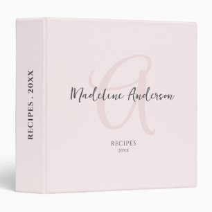 Classeur Monogramme rose rose rose moderne minimaliste fémi