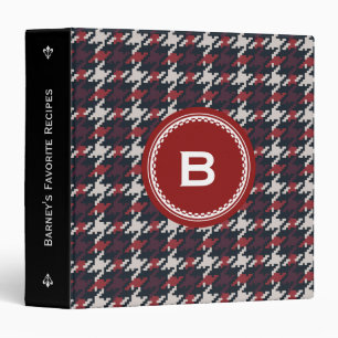 Classeur Monogramme rouge noir vintage chic de plaid de