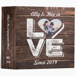 Classeur Monogramme rustique de cadre de coeur de photo de