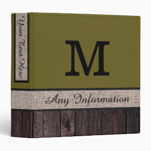 Classeur Monogramme rustique en bois de regard de couleur