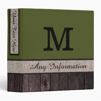 Classeur Monogramme rustique en bois de regard de couleur