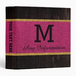 Classeur Monogramme rustique en toile de jute marron aspect