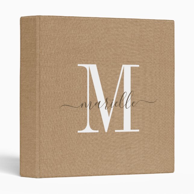 Classeur Monogramme Sand Faux Bureau École 3 Bague (Devant/Côté)
