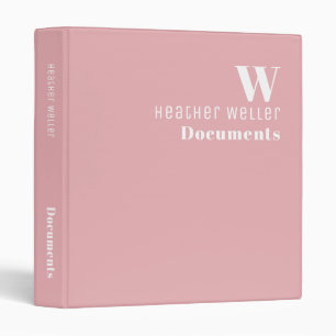 Classeur Monogramme Ses Documents Girl Dusty Rose