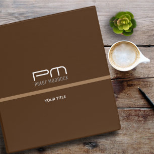 Classeur Monogramme simple avec ligne Brown
