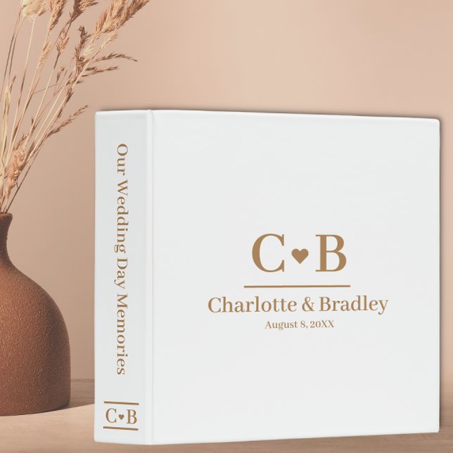 Classeur Monogramme simple Elegant Mariage or 3 anneau Clas (Créateur téléchargé)