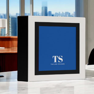 Classeur Monogramme simple et élégant bloc de couleur bleu