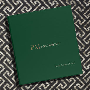 Classeur Monogramme simple vert foncé