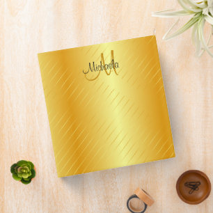 Classeur Monogramme tendance élégante Modèle d'or Faux