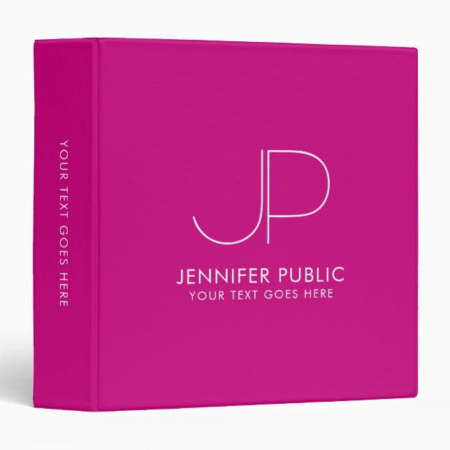 Classeur Monogramme Tendance initiale Couleur Viva Magenta  (Devant/Côté)