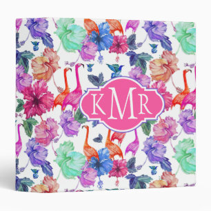 Classeur Monogramme tropical du motif d'aquarelle