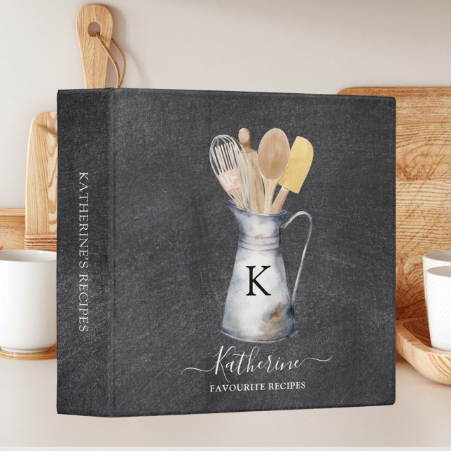 Classeur Monogramme Ustensiles de cuisine Jug Recette livre (In situ)