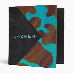 Classeur Monogramme Vache Impression Brown et Turquoise