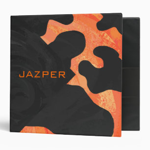 Classeur Monogramme vache noir et orange Impression