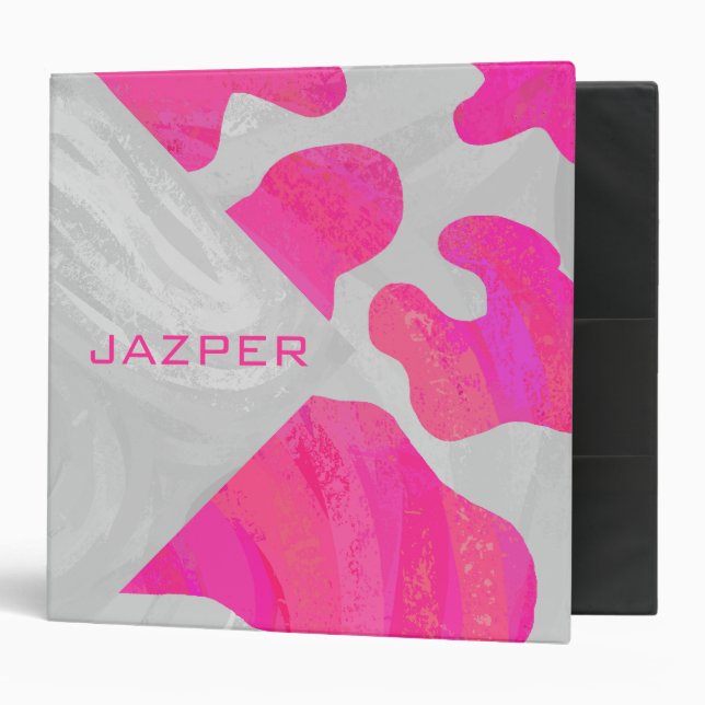 Classeur Monogramme Vache rose et blanc chaud (Devant/intérieur)