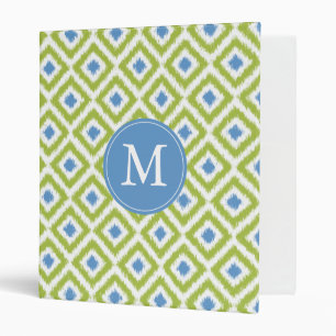 Classeur Monogramme Vert Diamant Bleu Motif Ikat