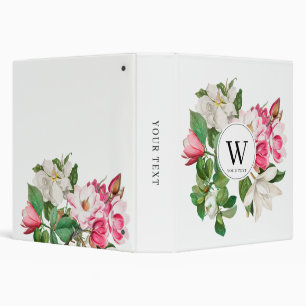 Classeur Monogramme vintage blanc et rose des fleurs de Mag