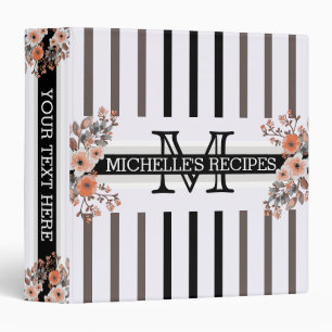 Classeur Monogramme Vintage Floral Black Wenge rayures