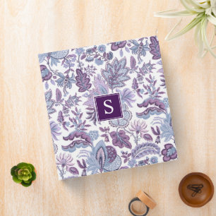 Classeur Monogramme Vintage floral de Boho pourpre
