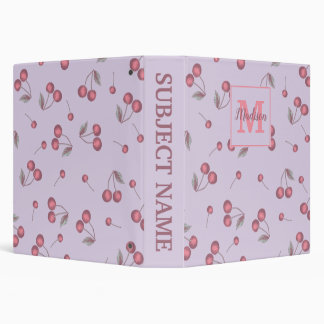 Classeur Monogramme Vintage Lavender Pastel Cherry Motif