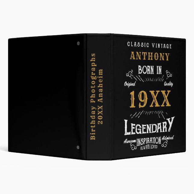 Classeur Monogramme Vintage rétro d'anniversaire personnali (Arrière-plan)