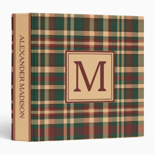 Classeur Monogramme vintage rouge et vert de Noël