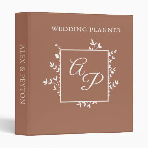 Classeur Monogramme wedding planner rouille Vintage en terr