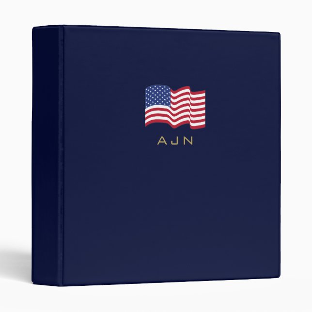 Classeur Monogrammed American Flag Scrapbook Binder (Devant/Côté)