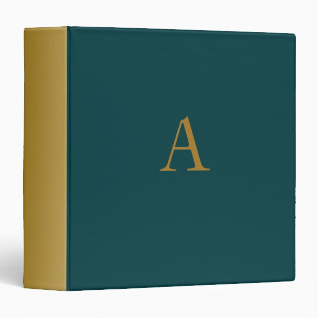 Classeur Monogrammed Teal Binder (Devant/Côté)