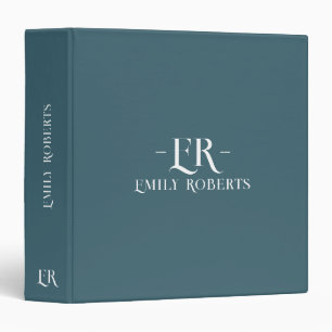 Classeur MonogrammeMinimaliste bleu gris moderne