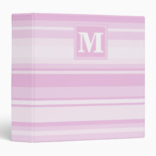 Classeur Monogrammes à rayures roses pour bébé