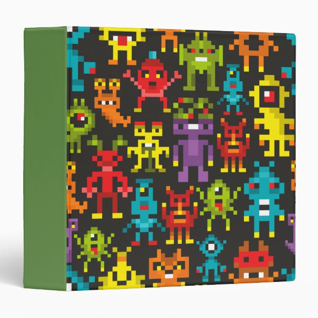 Classeur Monstres Pixel 8 bits (Devant/Côté)