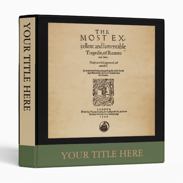 Classeur Morceau avant à Romeo et à Juliet Quarto (1599) (Devant/Côté)