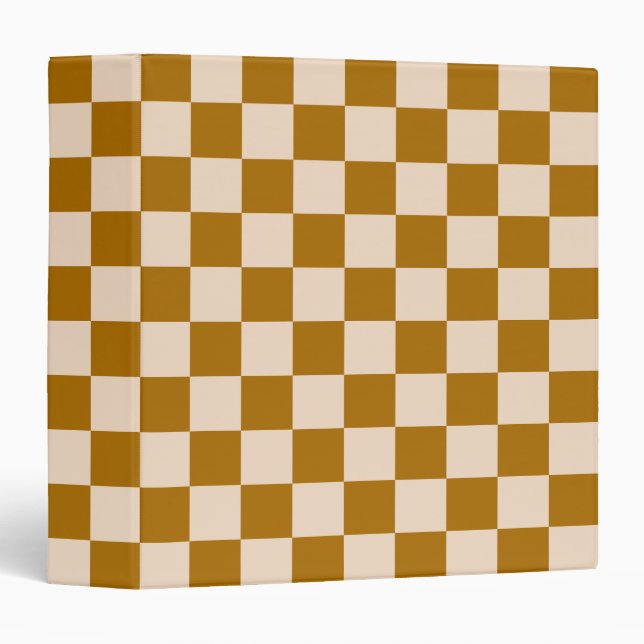 Classeur Motif à carreaux marron et beige (Devant/Côté)