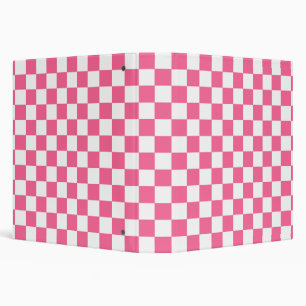 Classeur Motif À damiers chèque rose blanc