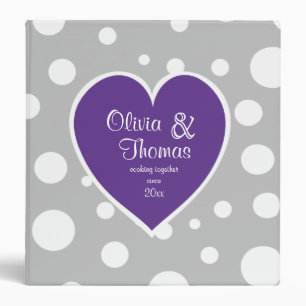 Classeur Motif à point Polka gris et coeur foncé violet pou