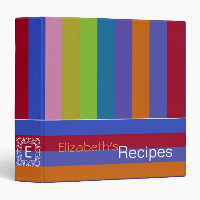 Classeur Motif à rayures de couleur rétro 10 (Devant/Côté)